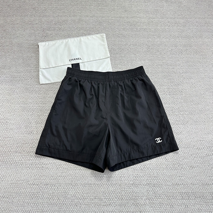 chanel elastic waist relaxed casual short trousers